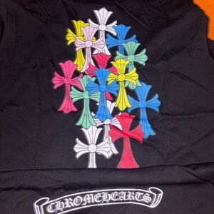 Chrome Hearts  Graphic Tee - Black with Multicolor Crosses